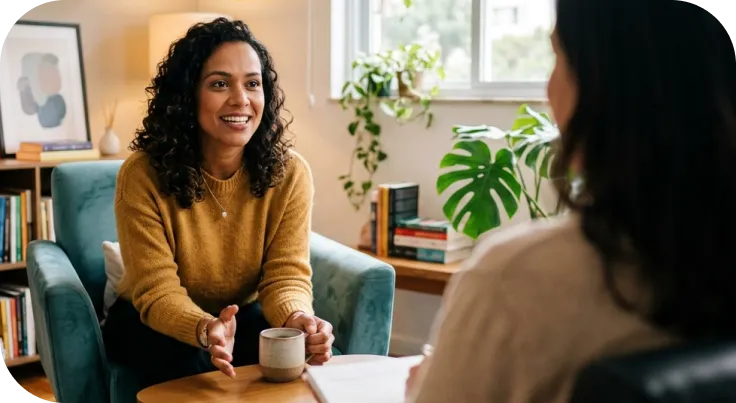 Estudante de psicologia em sessão com paciente